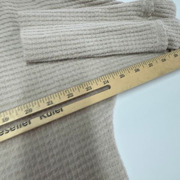 Free People Sweater Women Medium Cream Kitty Thermal Top Waffle Knit We the Free - Picture 10 of 10